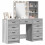 VidaXL vidaXL Dressing Table with Mirror Lights 3 pcs Grey Engineered wood 5