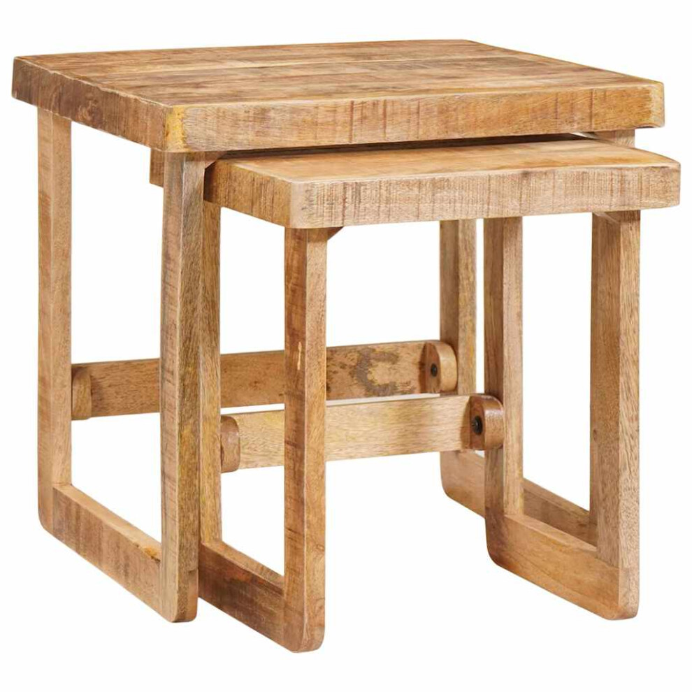 Vidaxl Nesting Tables 2 Pcs Brown 46 X 46 X 45 Cm Solid Mango Wood