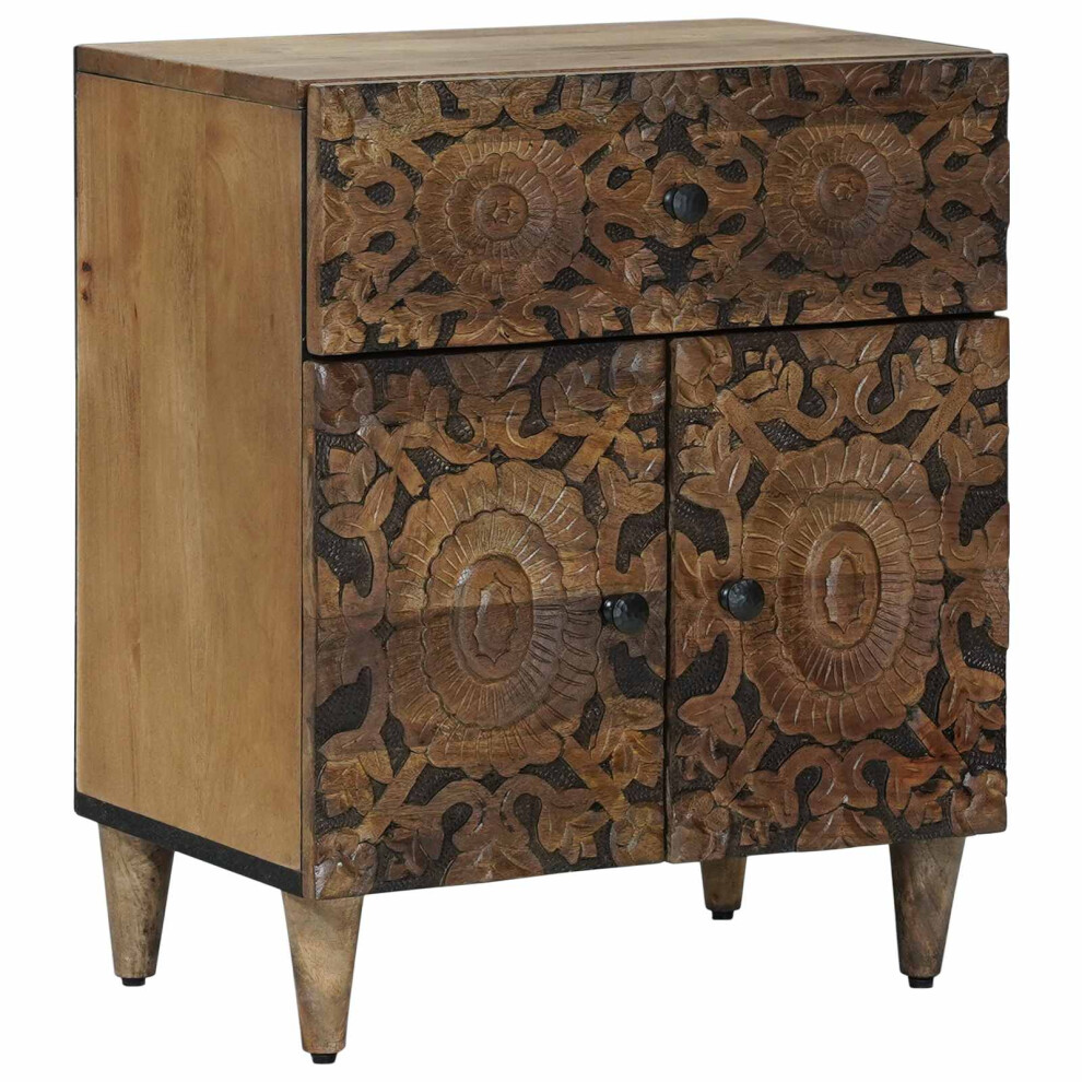 Vidaxl Bed Cabinet With Drawer Brown 50 X 33 X 60 Cm Solid Mango Wood