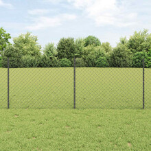 vidaXL Chain Link Fence with Post 10 x 0.8 m PVC-Coated Steel Grey