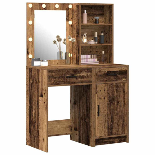 VidaXL vidaXL Dressing Table Set with Drawer 2 pcs Old Wood Engineered Wood 1