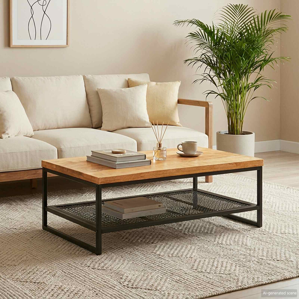 Vidaxl Coffee Table Brown And Black 110 X 55 X 35 Cm Solid Mango Wood Black,Brown
