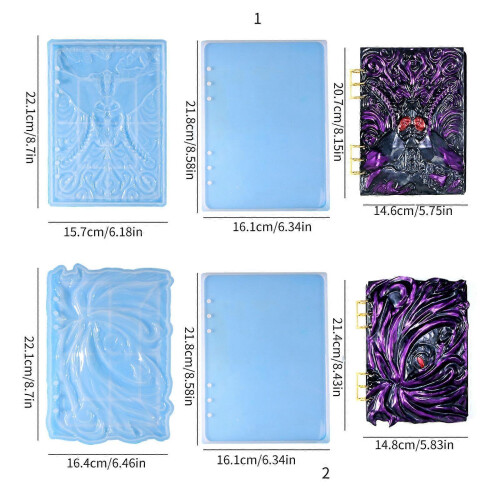 (greedy) Notebook Silicone Mold DIY Resin Book Mold Crystal Epoxy Casting Molds Diary Notepad Handcraft Molds with Binder Rings 2