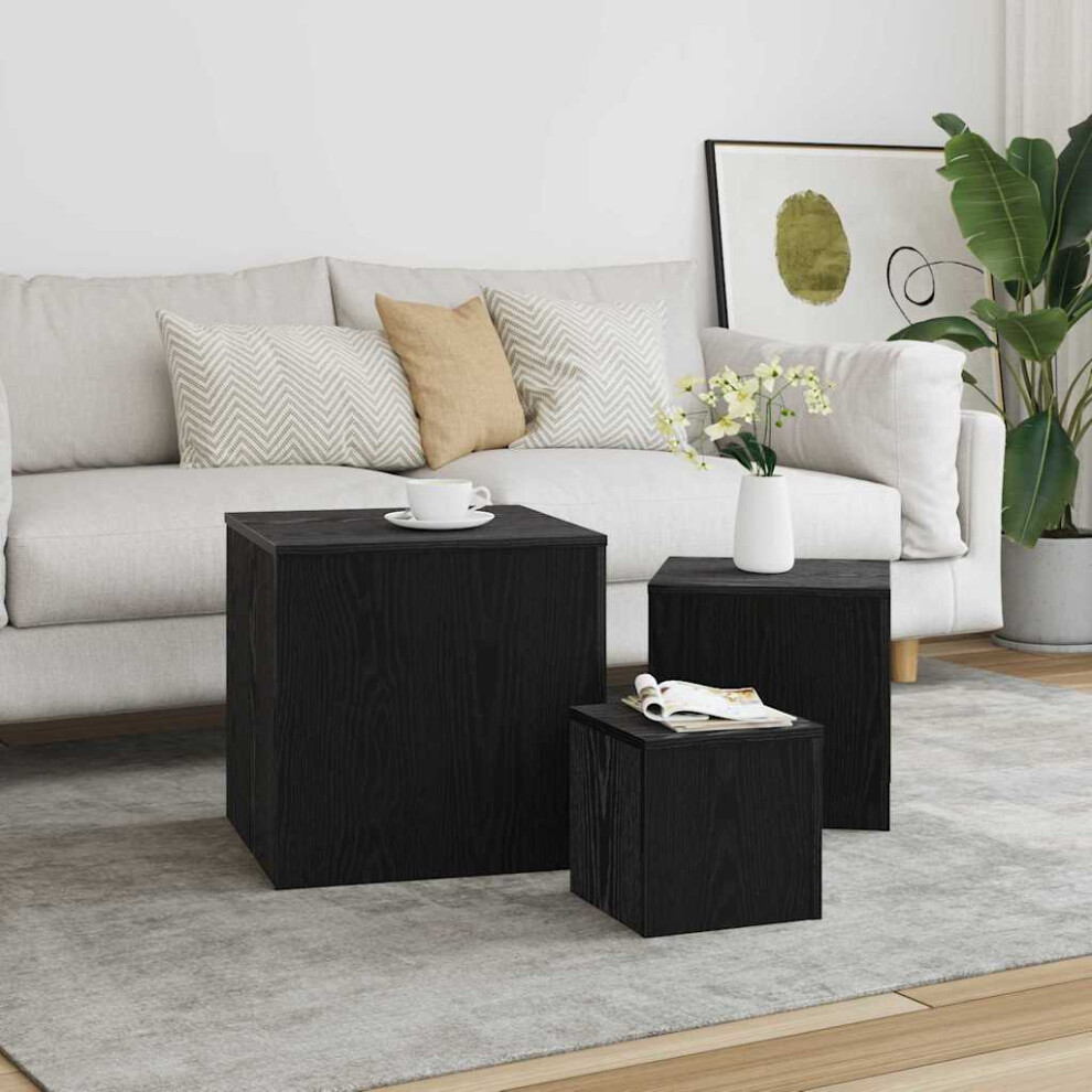 Vidaxl Nesting Table 3 Pcs Black Oak Engineered Wood