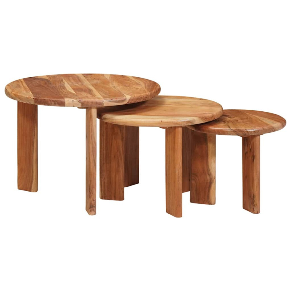 Vidaxl Nesting Coffee Tables 3 Pcs Brown Solid Acacia Wood