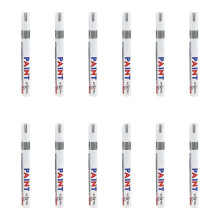 (silver) 12 Pcs Permanent Paint Markers Oil Based Paint Pen Quick-Drying Permanent Marker for Plastic Cardboard Wood Metal Canvas