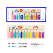 (H) Preschool Learning Toy Wood Puzzle Board Color Matching Game Learning Educational Toy for 3 4 5 Years Old Toddlers E