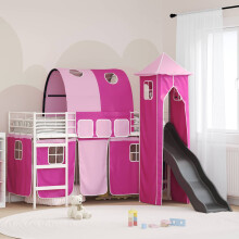 vidaXL Kids'Loft Bed Frame White and Pink 75 x 190 cm Metal