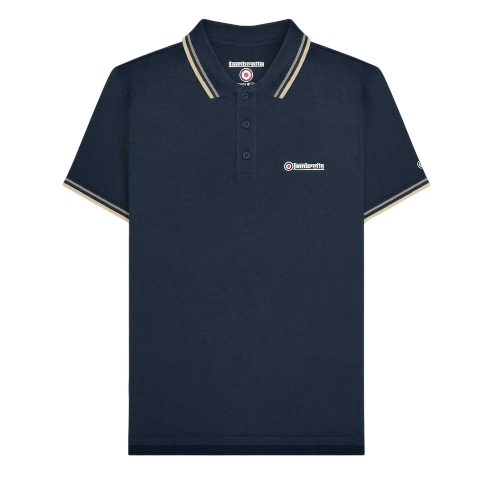 Lambretta (Xl, Navy/Cinder) Mens Tipped Polo Shirt Multicoloured