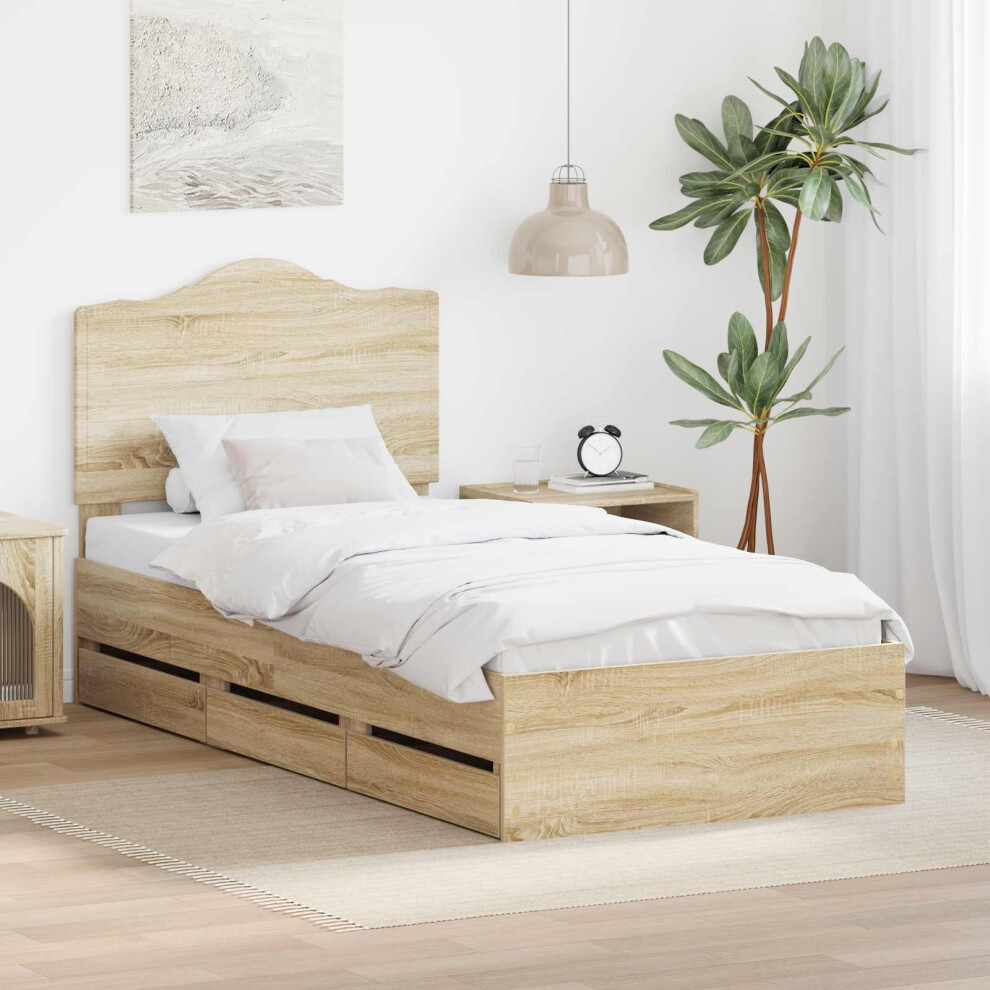 Vidaxl Bed Frame With Drawer Sonoma Oak 90 X 200 Cm Engineer Wood