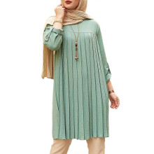 (L, Green) Muslim Fashion Islamic Kaftan Abaya Dress Caftan Long Sleeve Loose Tops Plain Blouse Long Tops Shirt Nursing Comfortable Green S
