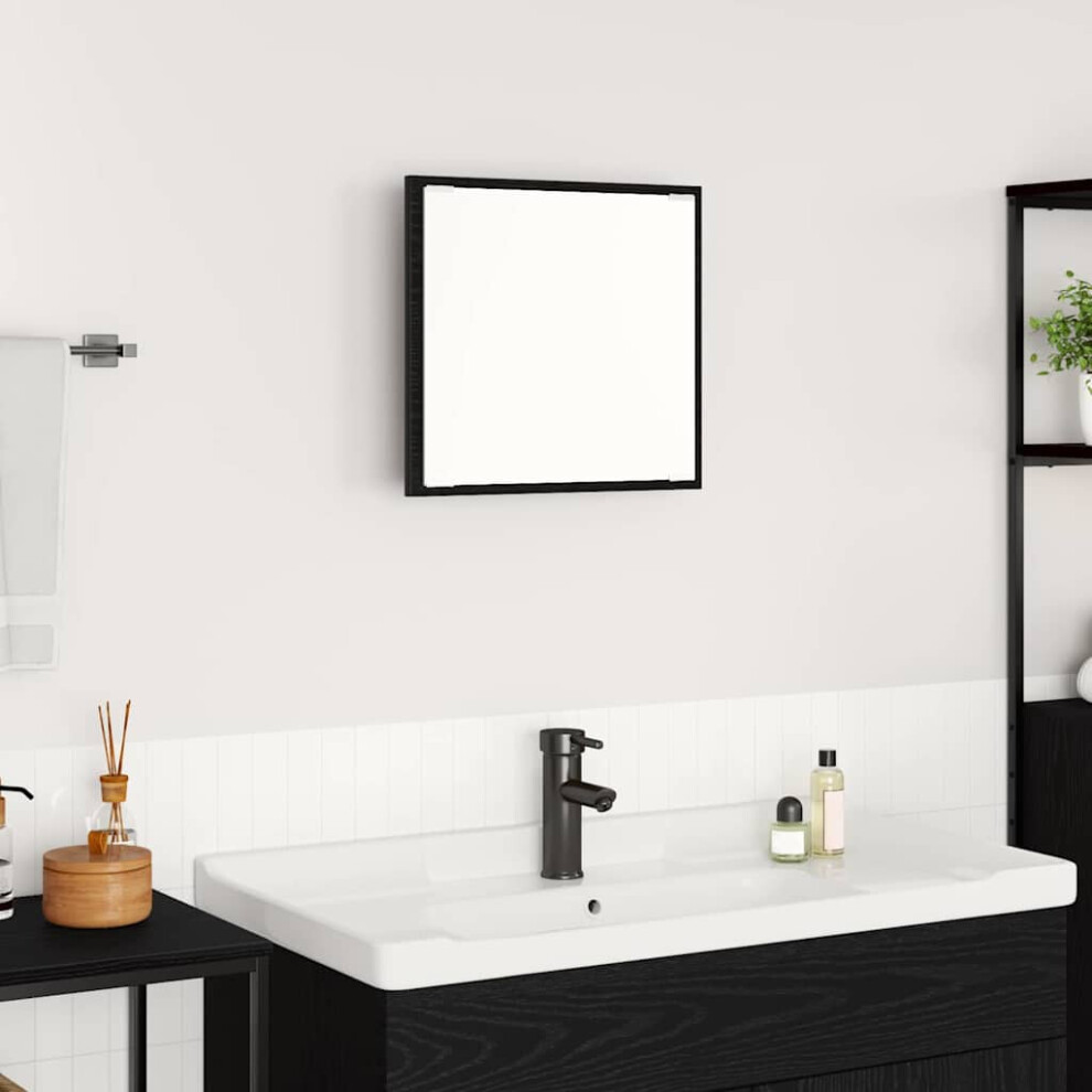 Vidaxl Led Bathroom Mirror Oak 40 X 37 X 8.5 Cm Engineered Wood Black