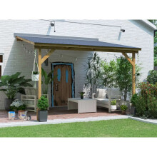 Lean To Gazebo Kit Wall Mounted 3x3m Pressure Treated Superfelt Utopia Dunster House