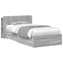 vidaXL Bed Frame with Storage Grey Sonoma 100 x 200 cm Engineered Wood