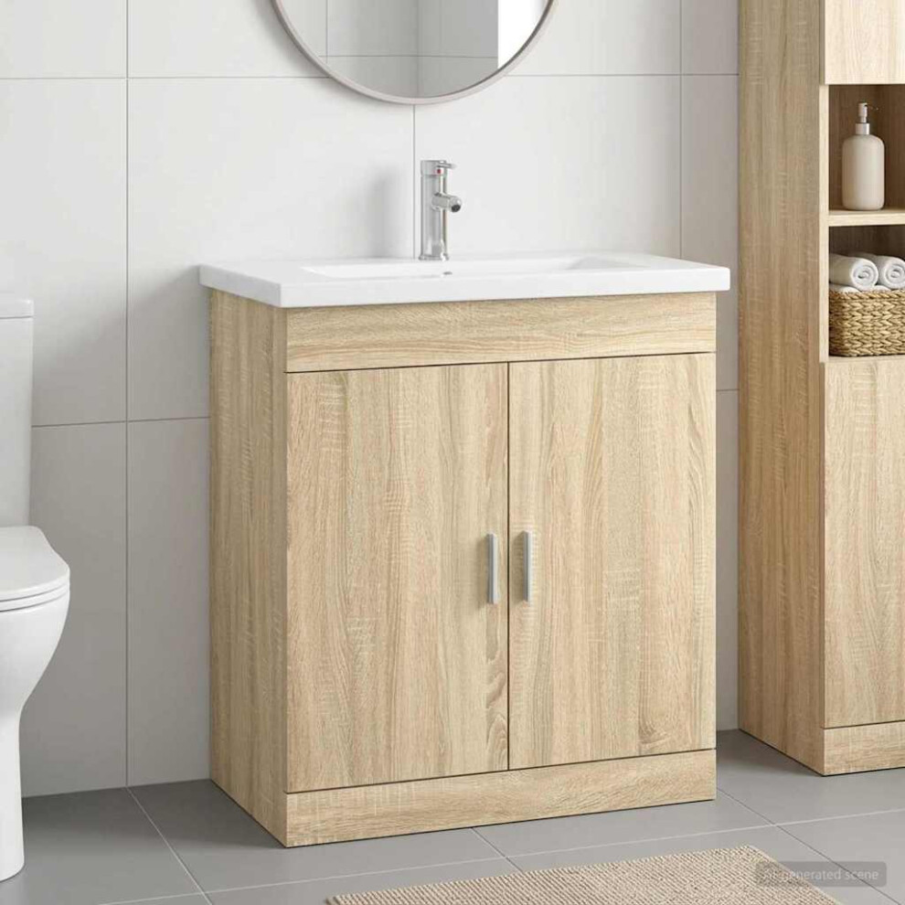 Vidaxl Bathroom Furniture Set Sonoma Oak 81 X 40 X 84.5 Cm