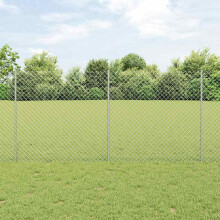 vidaXL Maschendrahtzaun mit Pfosten 10 x 1,2 m Verzinkter Stahl Silber
