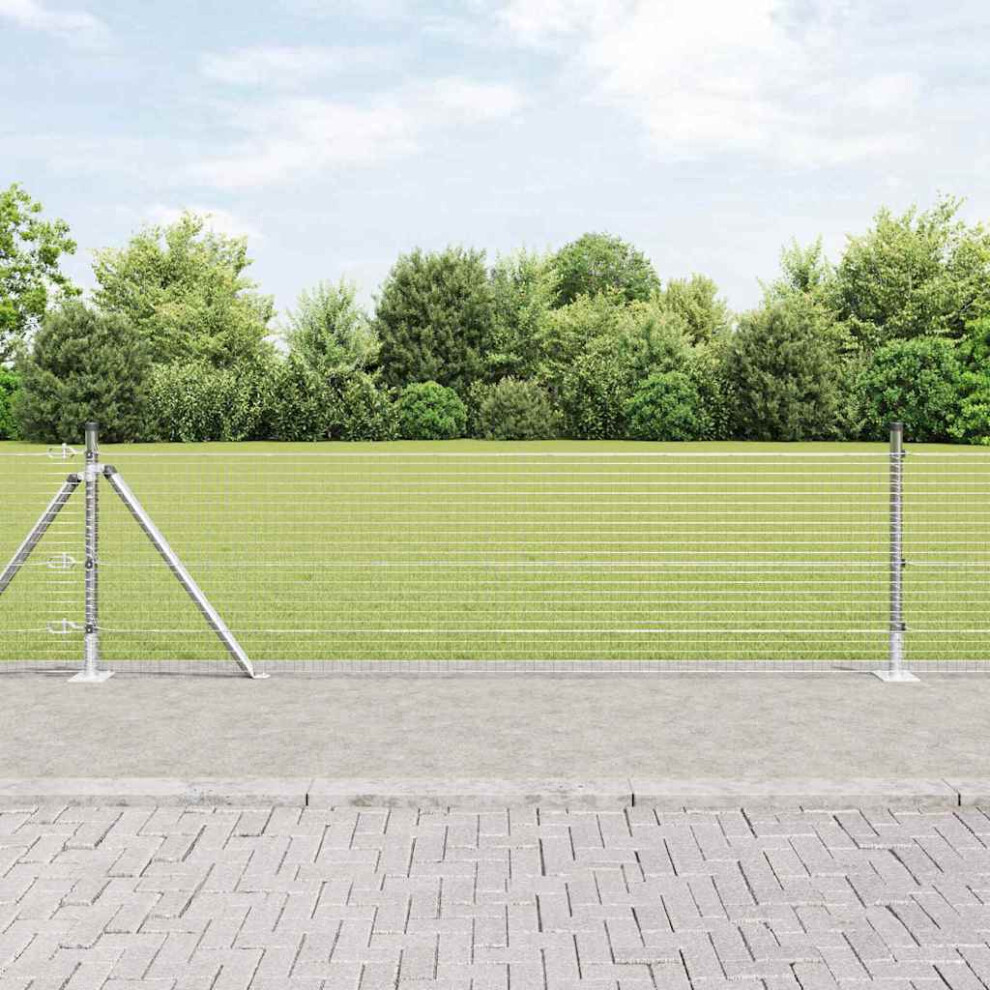 Vidaxl Welded Wire Fence With Concrete Base 10 X 0.6 M Silver Mesh 8721158274397