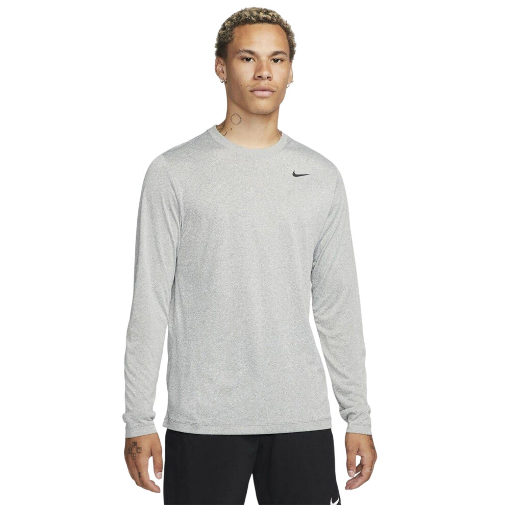 Nike (L, Grey/Silver) Mens Legend Regular Long-Sleeved T-Shirt Silver