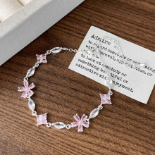 (Style 110) Rose Gold Adjustable Slider Bracelet, Red Enamel & Hollow Four Leaf Clover Charms with Clear Zircon Accents