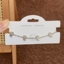 (Style 98) Rose Gold Adjustable Slider Bracelet, Red Enamel & Hollow Four Leaf Clover Charms with Clear Zircon Accents