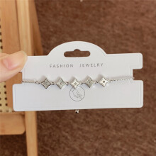 (Style 32) Rose Gold Adjustable Slider Bracelet, Red Enamel & Hollow Four Leaf Clover Charms with Clear Zircon Accents