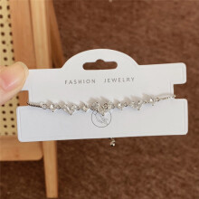 (Style 102) Rose Gold Adjustable Slider Bracelet, Red Enamel & Hollow Four Leaf Clover Charms with Clear Zircon Accents