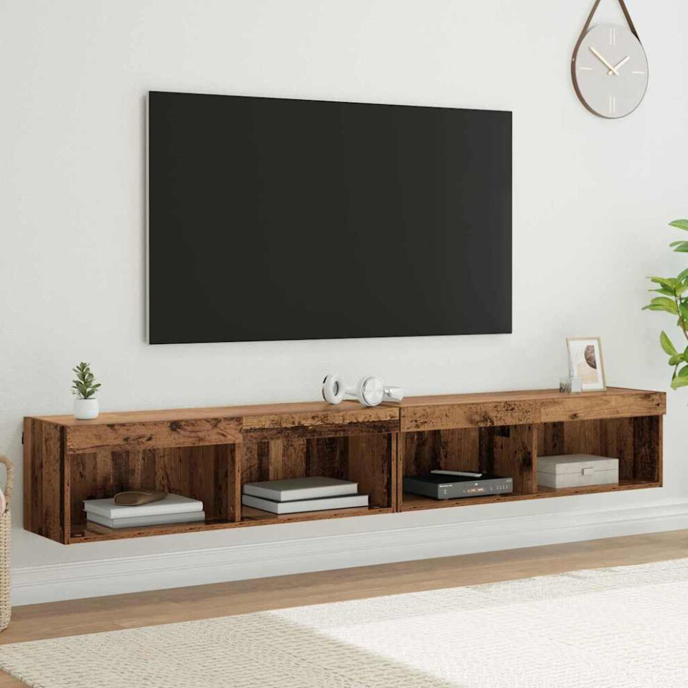 Vidaxl Tv Cabinet Set 2 Pcs Old Wood 100 X 30 X 30 Cm Engineered Wood