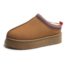 (40, Brown) Ladies Womens Moccasins Slippers Fur Lined Warm Winter Ankle Boot Slip On Loafer_Good quality