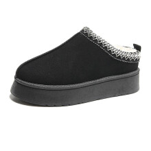 (40, Black) Ladies Womens Moccasins Slippers Fur Lined Warm Winter Ankle Boot Slip On Loafer_Good quality