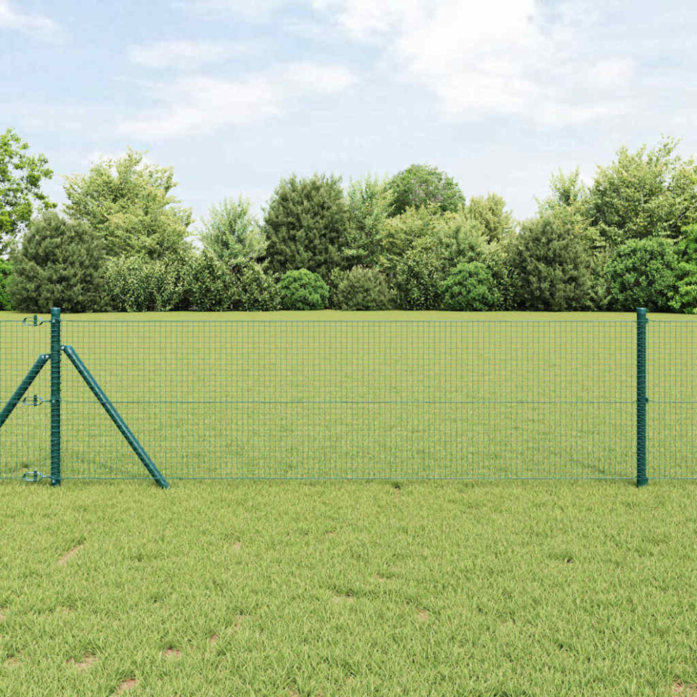 Vidaxl Ground Fix Welded Wire Fence 25 X 0.6 M Pvc-Coated Steel Green