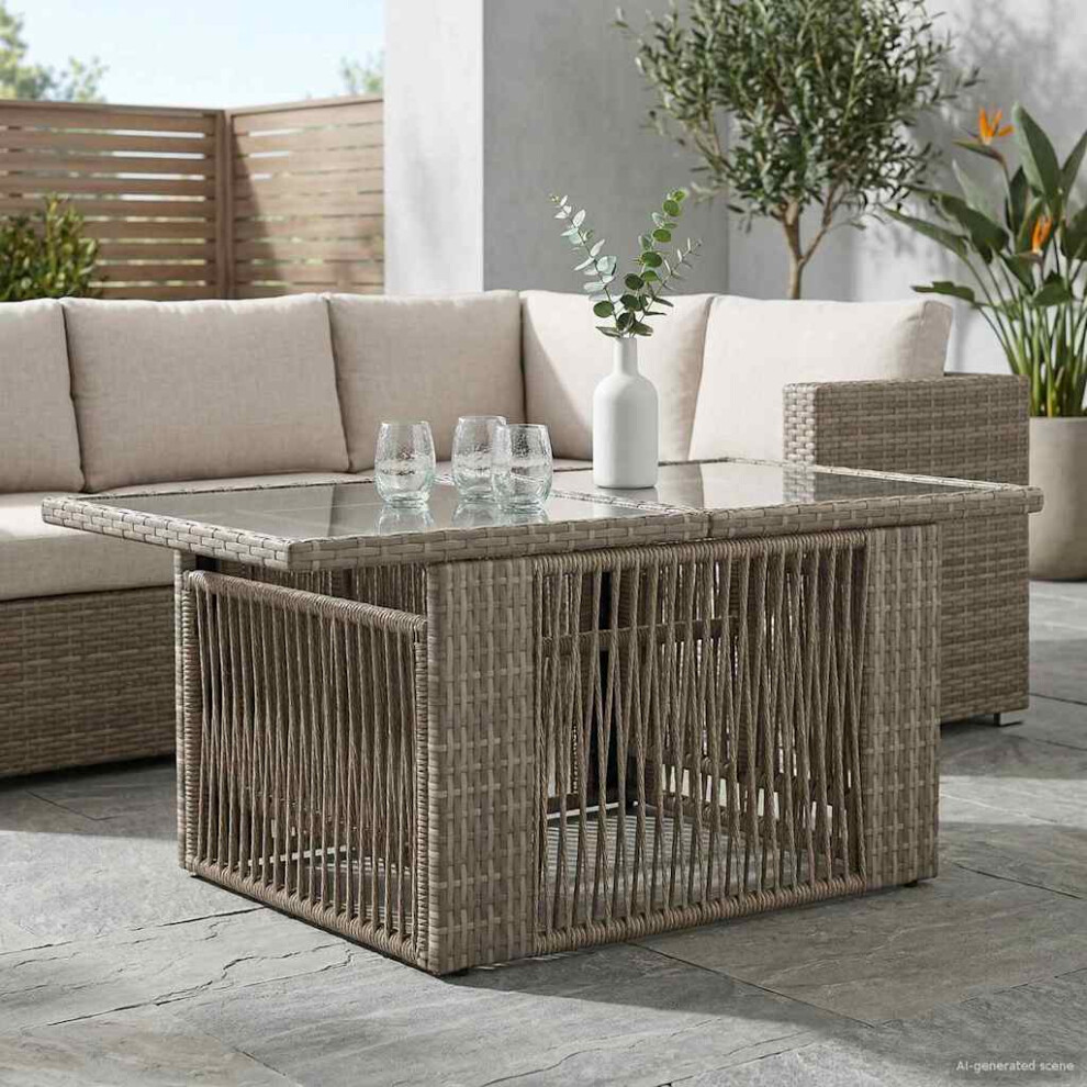 Vidaxl Garden Table Grey 100 X 55 X 37 Cm Pe Rattan And Glass