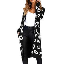 (XXL, Black) Oversized Women's Leopard Print Cardigan with Front Opening Red S