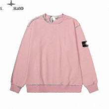 (S,Pink 604)Classic Stone Correct Version Solid Color Round Neck Badge Long Sleeve Men And Women Same Style Sweatershirt Island Couple