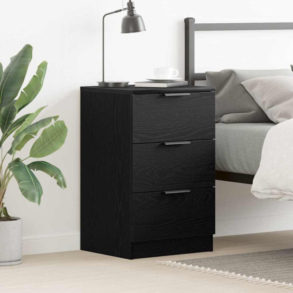 Vidaxl Bedside Cabinet Black Oak 40 X 65 X 65 Cm Engineered Wood