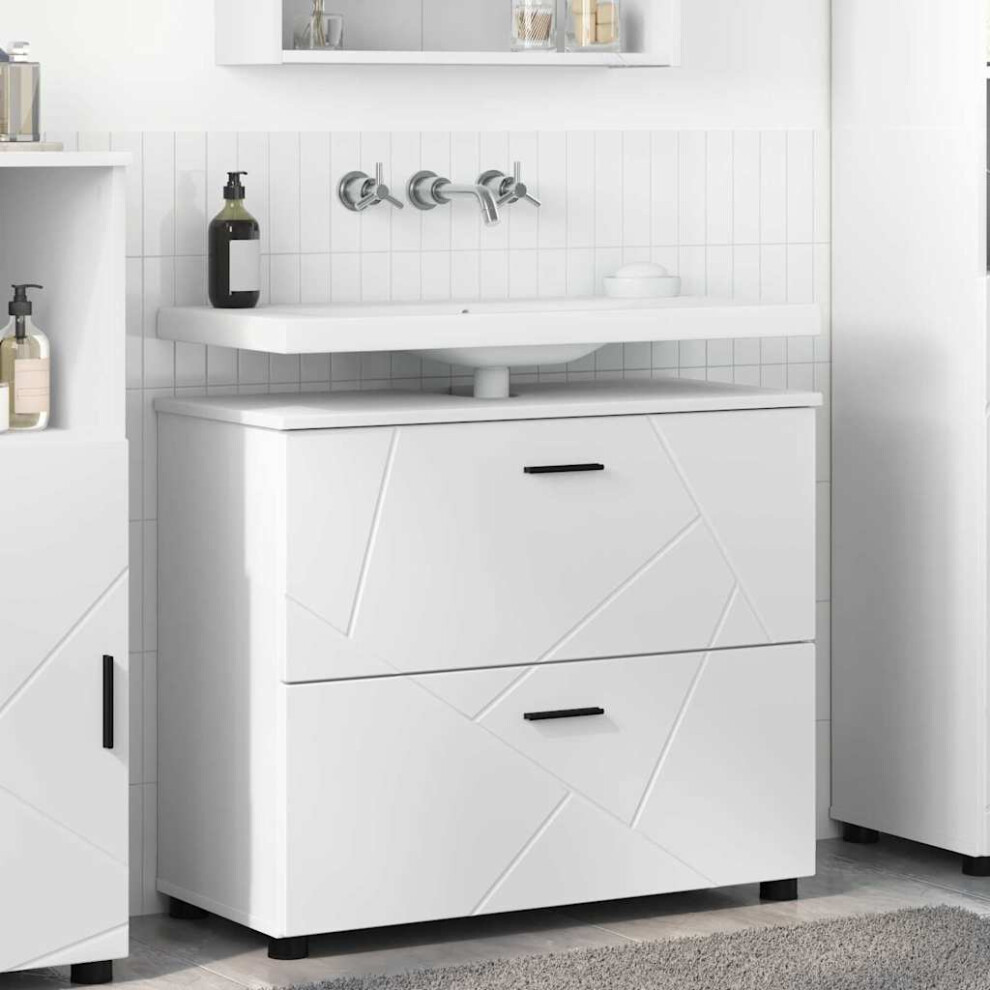 Vidaxl Bathroom Cabinet With Drawer With Door 76.5 X 35 X 64 Cm White