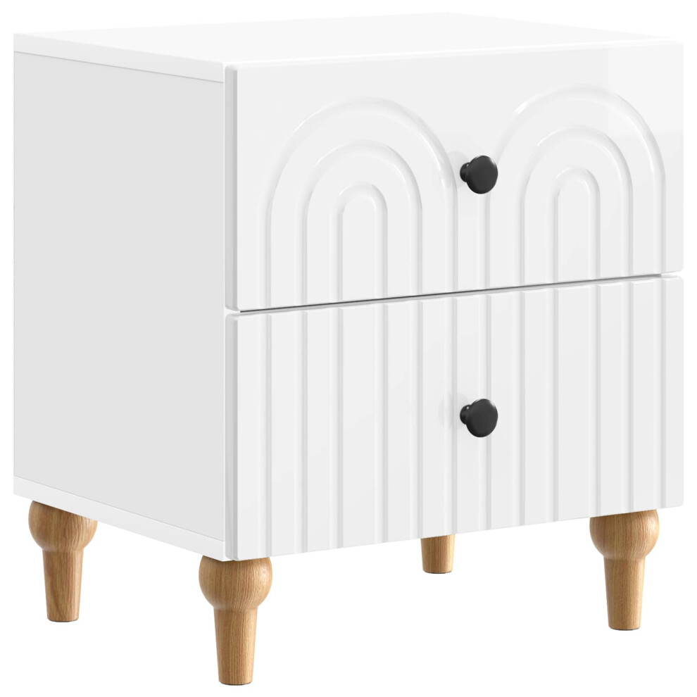 Vidaxl Bedside Cabinet With Drawer High Gloss White 43 X 34.5 X 48 Cm