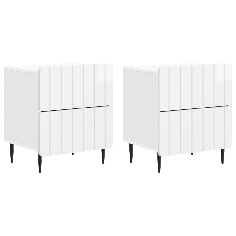 Vidaxl Bedside Cabinet 2 Pcs High Gloss 43 X 34.5 X 49.5 Cm White