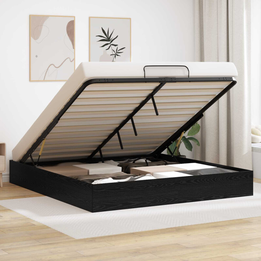 Vidaxl Ottoman Bed Frame Oak 203 X 180 X 25 Cm Engineered Wood Black