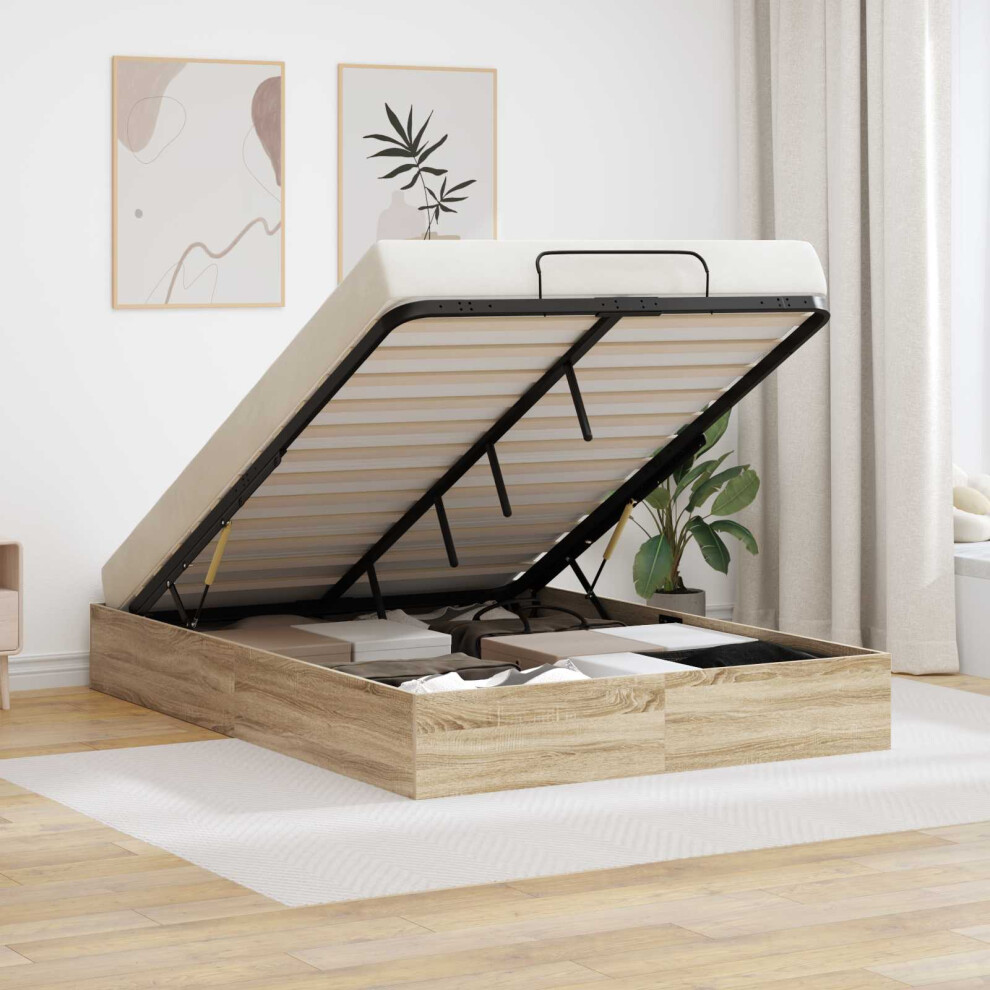 Vidaxl Ottoman Bed Frame Sonoma Oak 203 X 140 X 25 Cm Engineered Wood