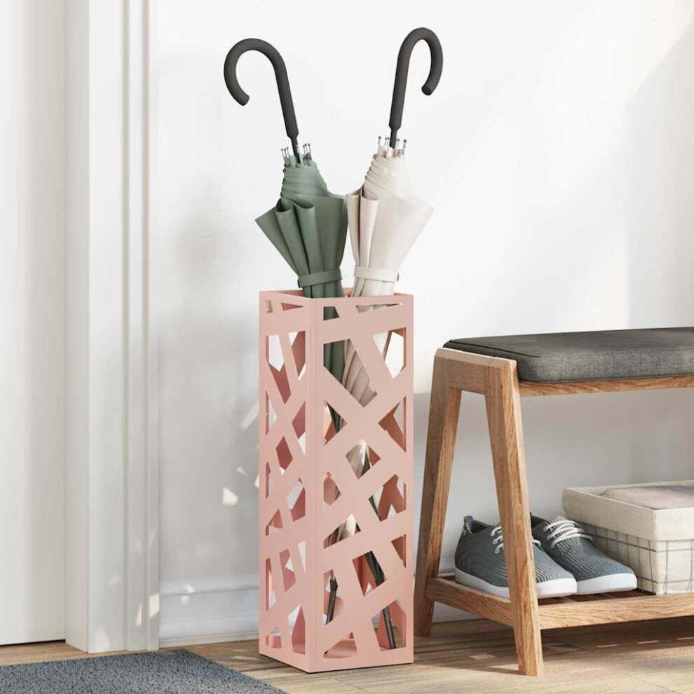 Vidaxl Umbrella Stand With Storage Pink 15.5 X 15.5 X 49 Cm Metal
