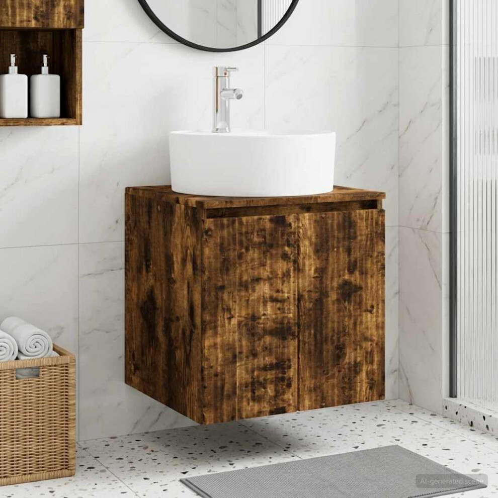 Vidaxl Wall-Mounted Sink Vanity Smoked Oak 49.5 X 44.5 X 65 Cm