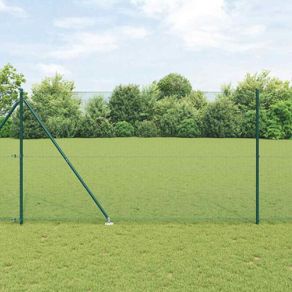 Vidaxl Welded Wire Fence With Spikes 25 X 1.6 M Pvc-Coated Steel Green