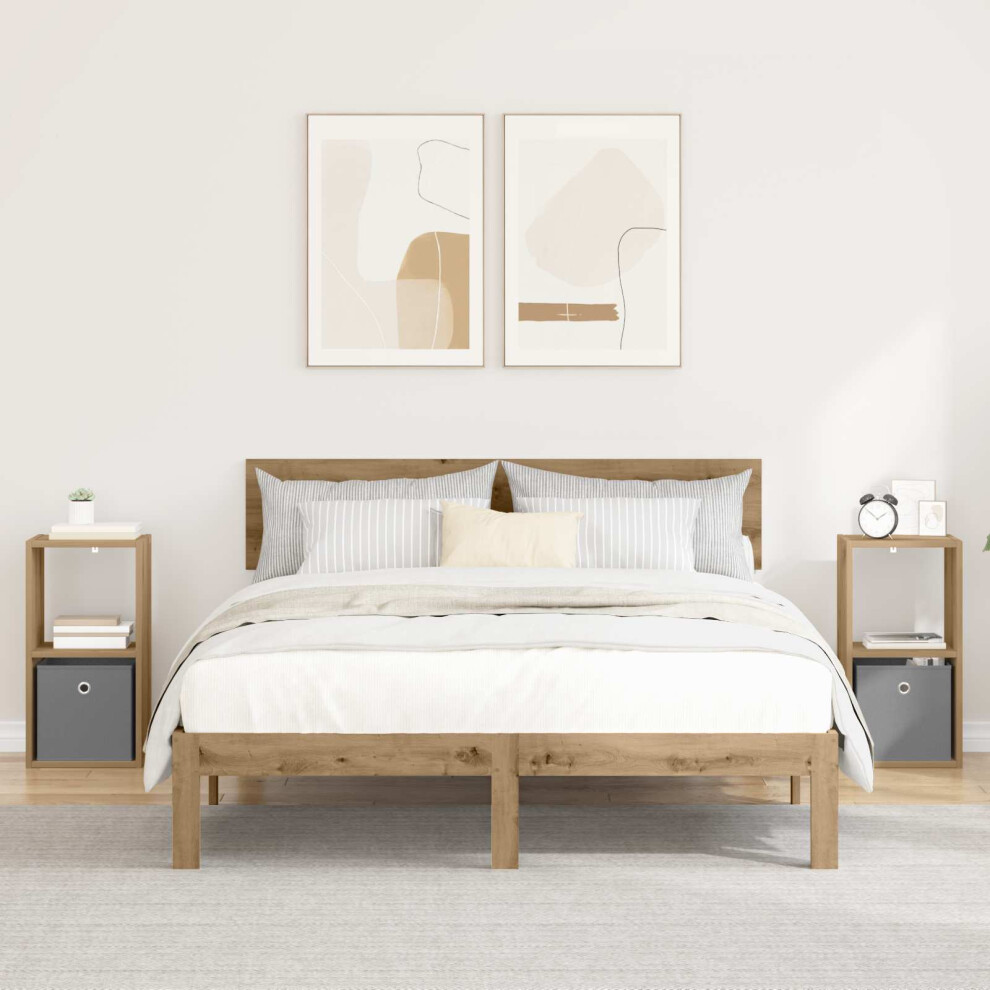 Vidaxl Bedside Table With Drawer 2 Pcs Artisan Oak 30.5 X 27 X 59.5 Cm