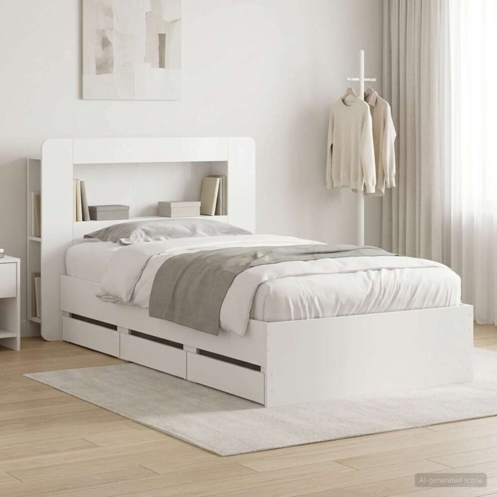 Vidaxl Bed Frame With Storage White 75 X 190 Cm Engineered Wood