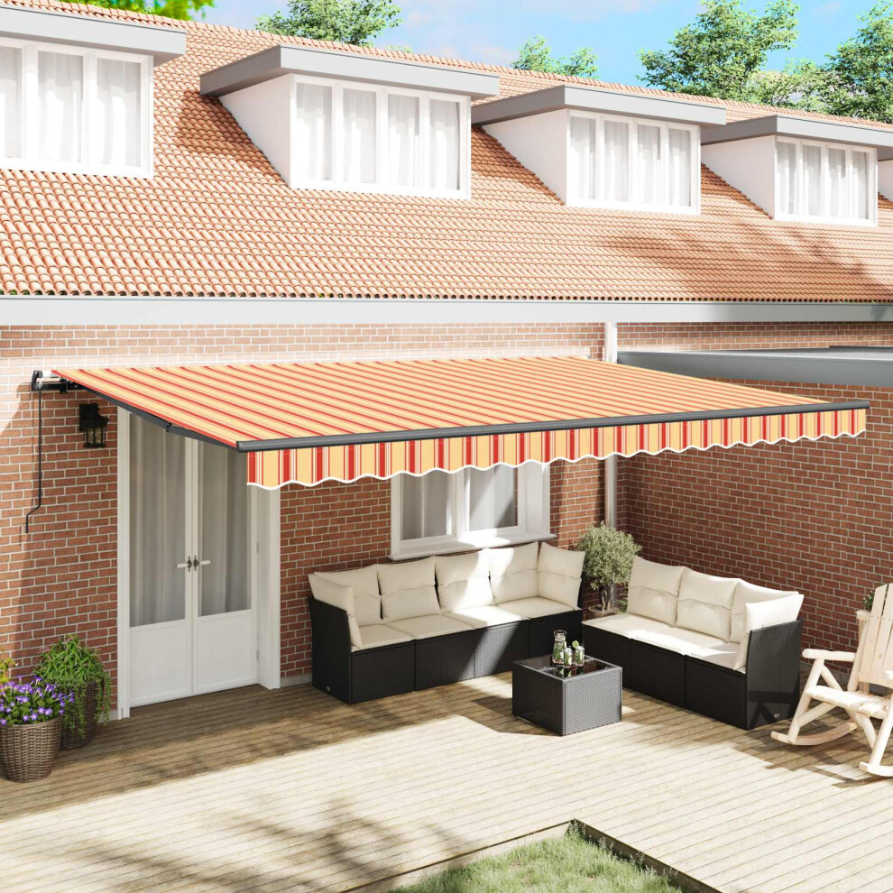 Vidaxl Retractable Awning And 500 X 300 Cm Yellow/Orange