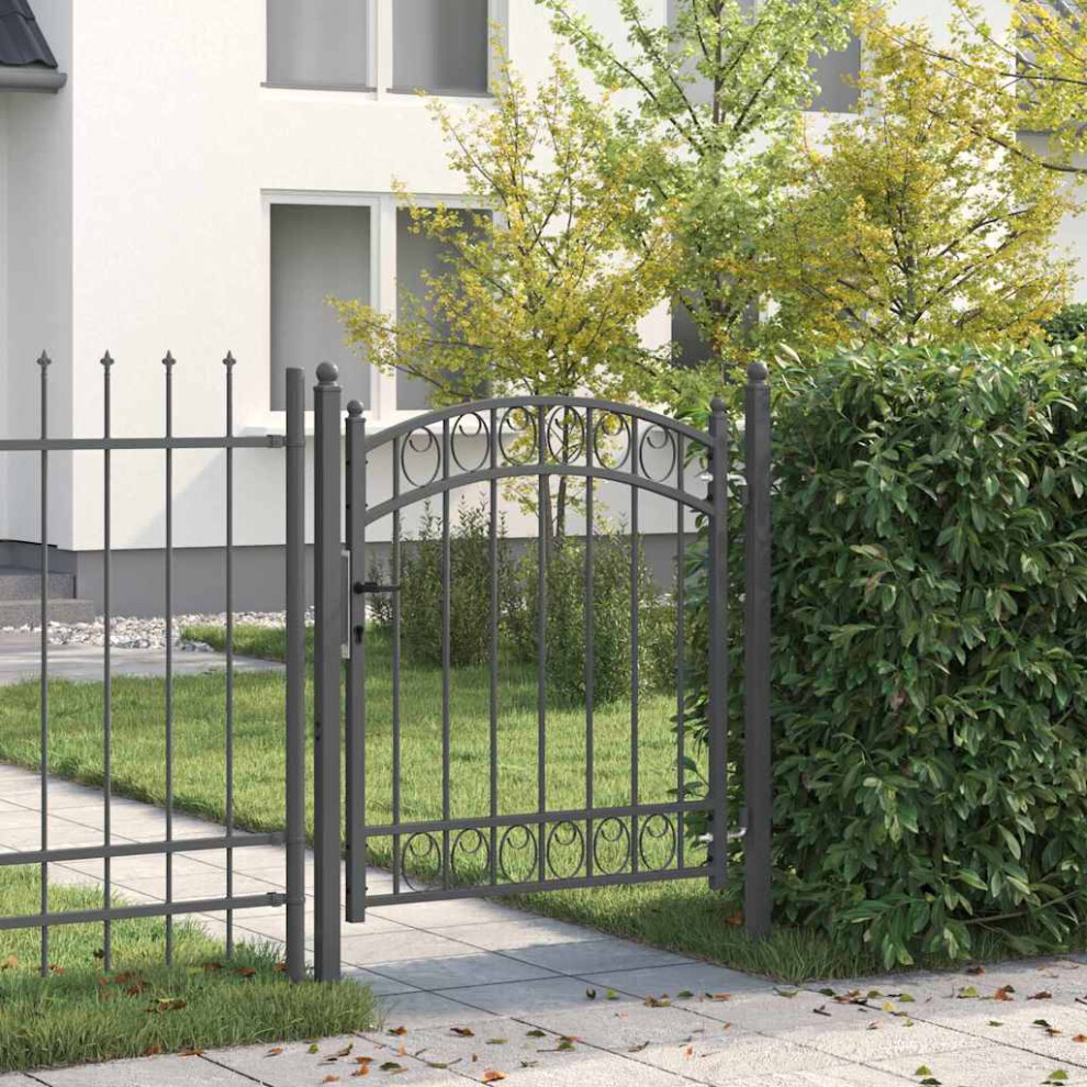 Vidaxl Fence Gate Emmen 125 X 100 Cm Powder-Coated Steel Grey Lockable