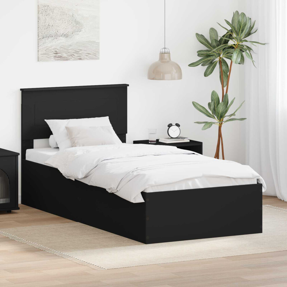 Vidaxl Bed Frame With Headboard Black 75 X 190 Cm Engineered Wood