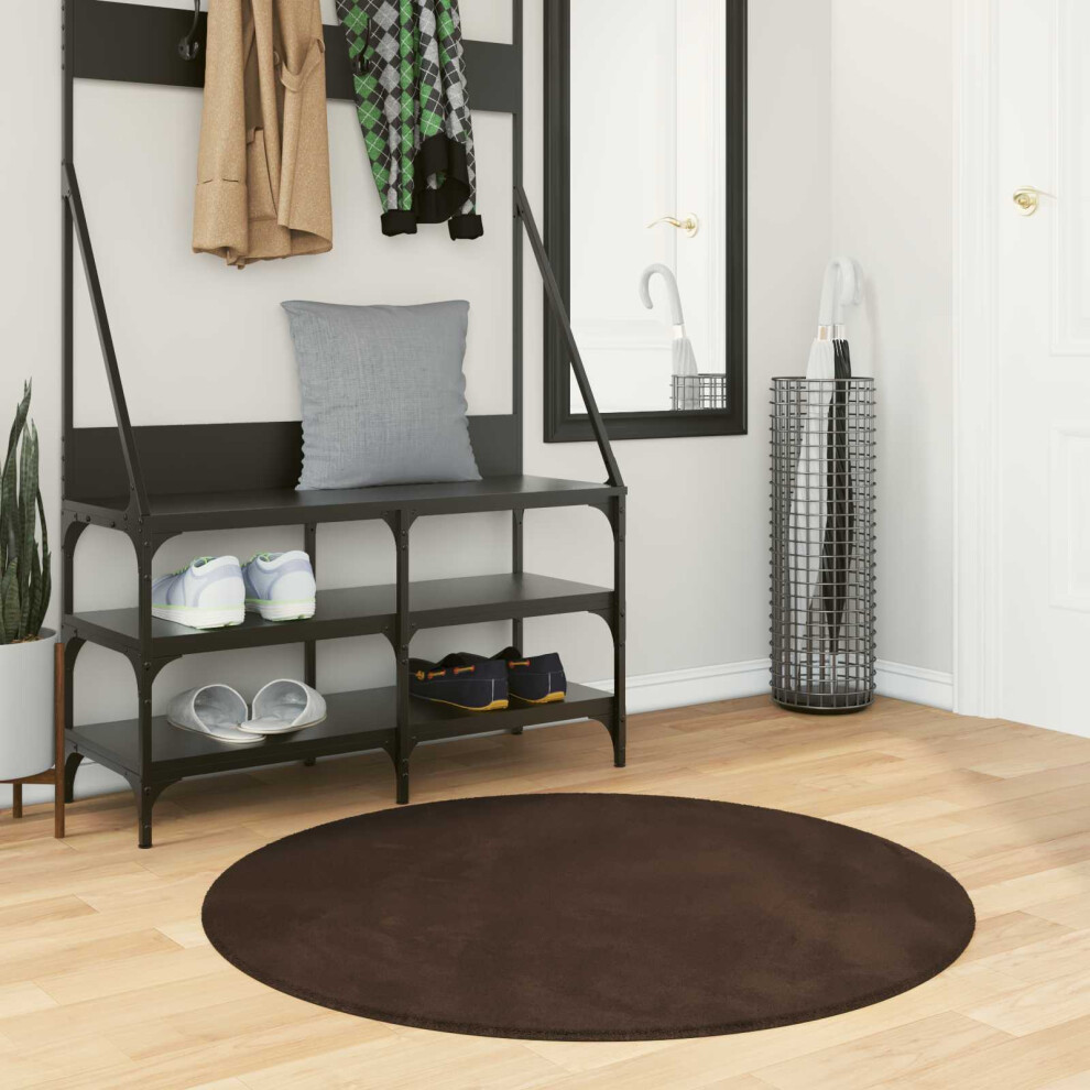 Vidaxl Medium Pile Soft And Washable Rug Huarte Brown Ø 100 Cm