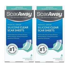(12pcs -2boxes)ScarAway Advanced Clear Silicone Scar Sheets, White, 6 count