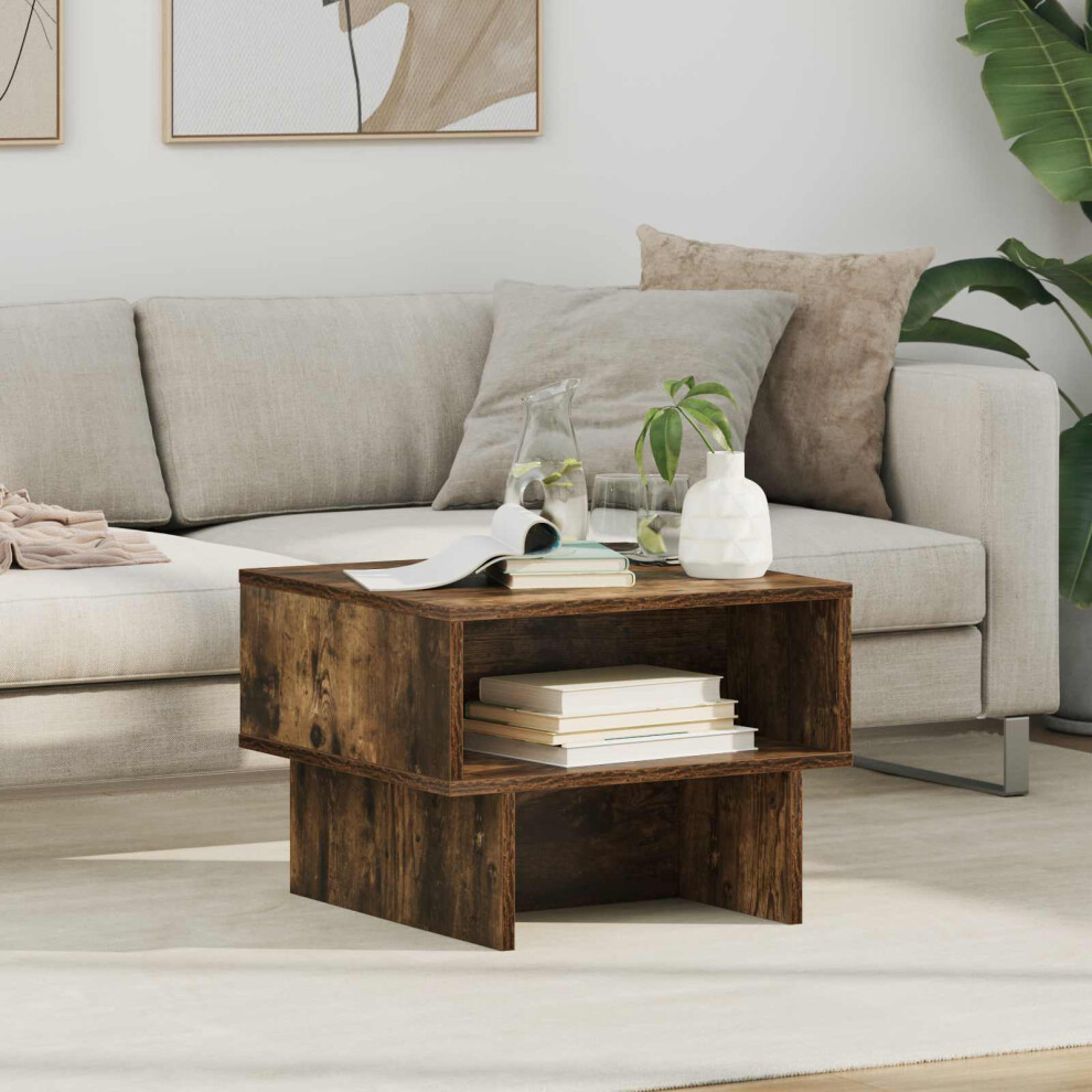 Vidaxl Coffee Table Smoked Oak 48 X 46 X 35 Cm Engineered Wood